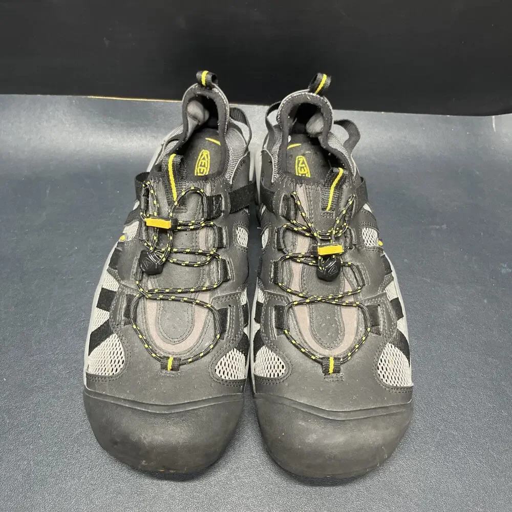 KEEN Turia Water Shoes Mens 14 Black Gray Mesh Bungee Closed Toe Sandals